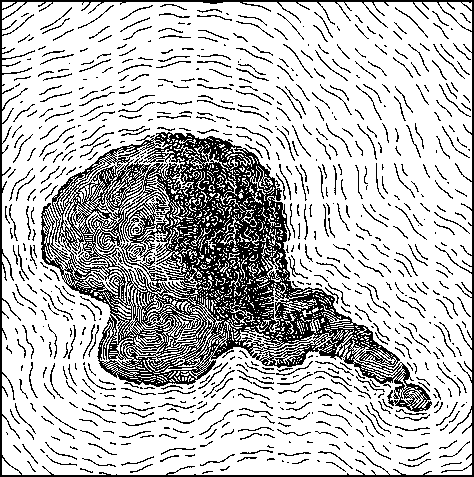 Peter Warden's line drawing of Looe Island.